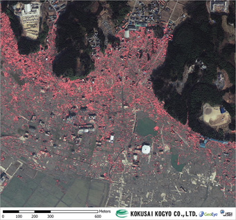 Toward Sound Recovery: Monitoring of Debris Distribution using High-resolution Satellite Imagery::::Debris Distribution map of Rikuzen-takata City