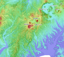 雌阿寒岳周辺の広域ELSAMAP　SRTM90m SRTM90mDEM(USGS/NASA SRTM data)を使用