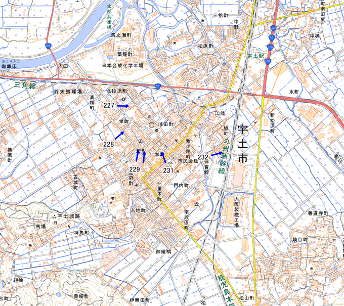 標定図　熊本県 宇土市役所周辺