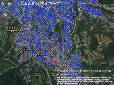 Sentinel-1による変状推定マップ