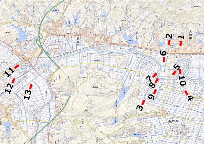 8月30日撮影　標定図　佐賀県武雄市、杵島郡大町町～白石町