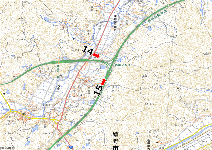 8月30日撮影　標定図　長崎自動車道　武雄JCT付近