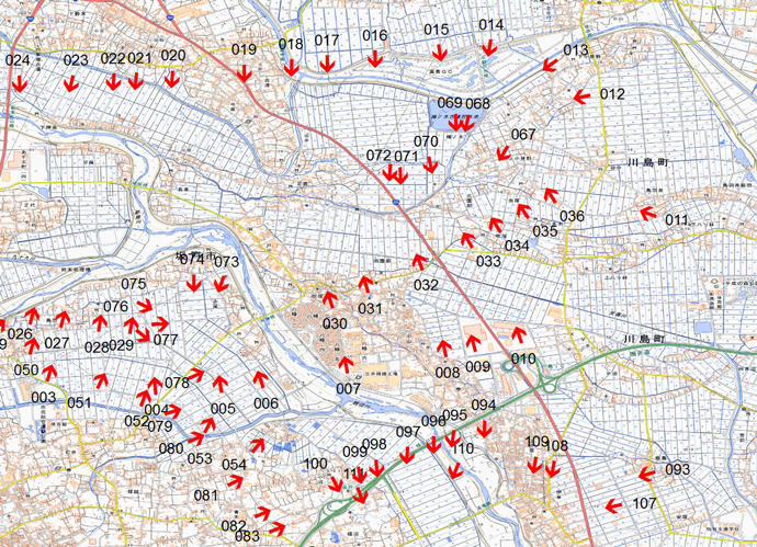 10月13日撮影　標定図2　埼玉県 越辺川・都幾川