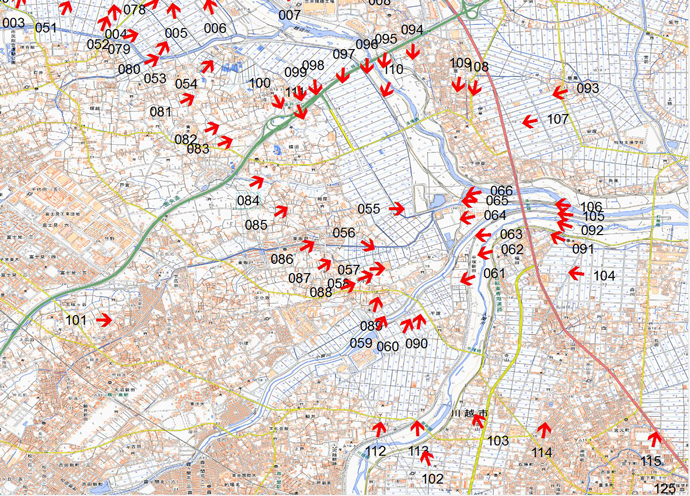 10月13日撮影　標定図3　埼玉県 越辺川・都幾川