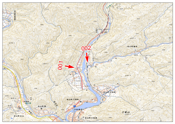 7月8日撮影　標定図　岐阜県下呂市金山町福来