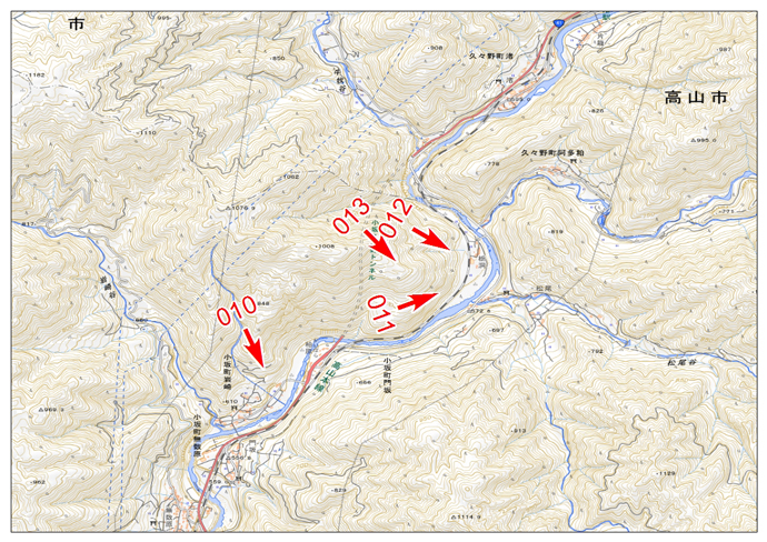 7月12日撮影　標定図　岐阜県下呂市小坂町門坂