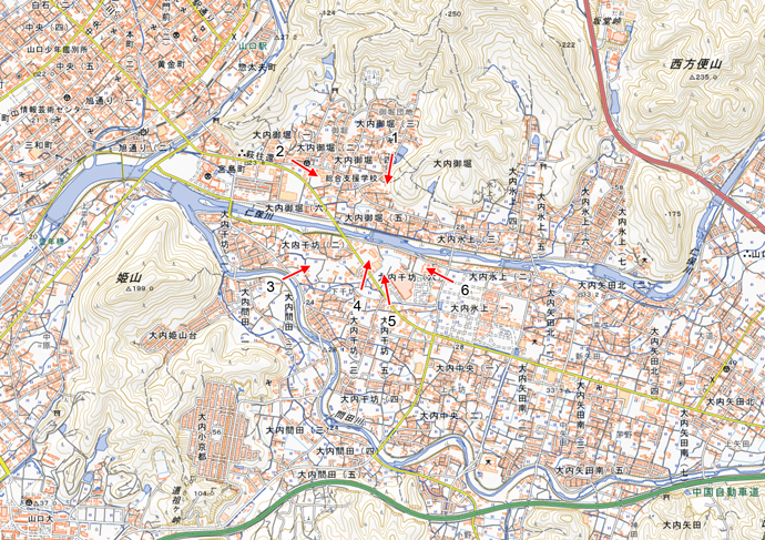 7月16日撮影　標定図　山口市仁保川地区