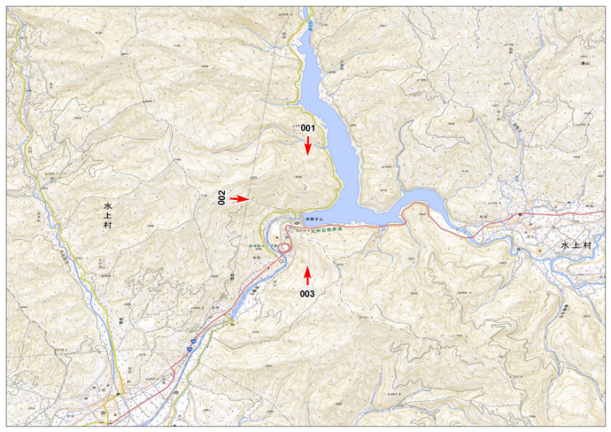 7月8日撮影　標定図　市房ダム周辺～上流域（熊本県水上村）