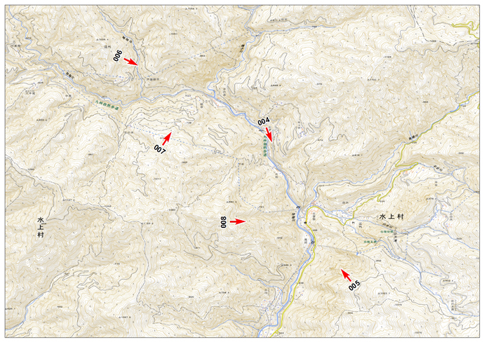 7月8日撮影　標定図　市房ダム周辺～上流域（熊本県水上村）