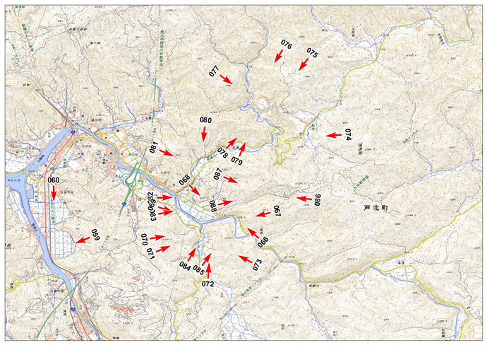 7月8日撮影　標定図　熊本県芦北町、津奈木町（一部球磨村含む）