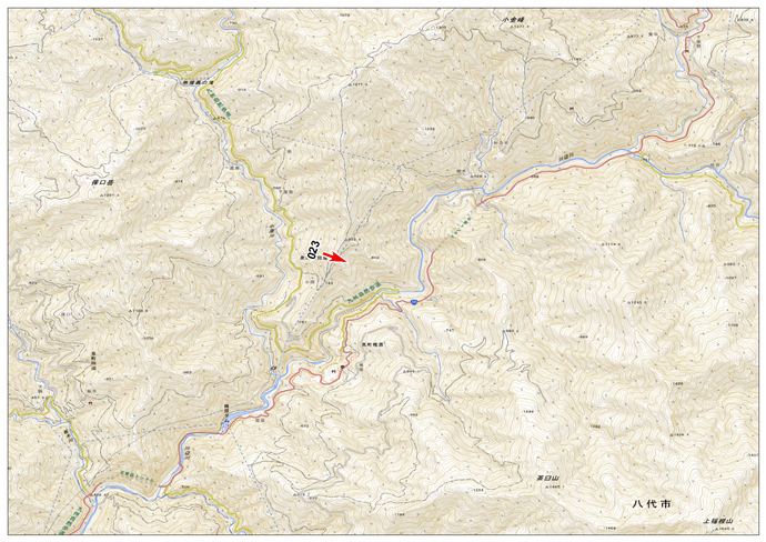 7月8日撮影　標定図　川辺川流域周辺（熊本県錦町～相良村～五木村）