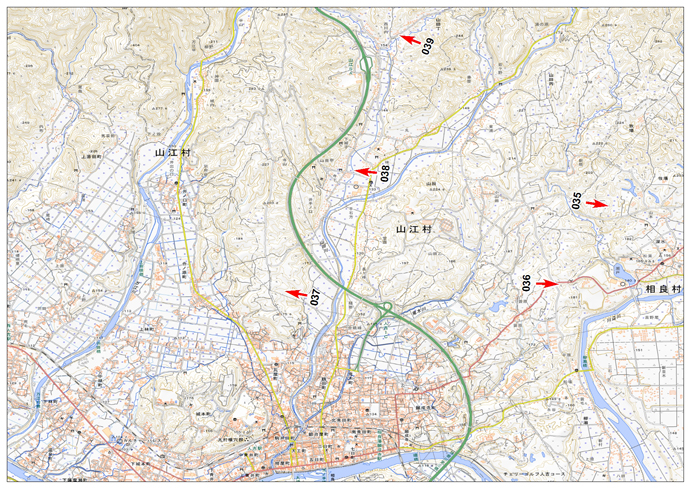 7月8日撮影　標定図　熊本県山江村寺下、西川内及び鳥屋周辺