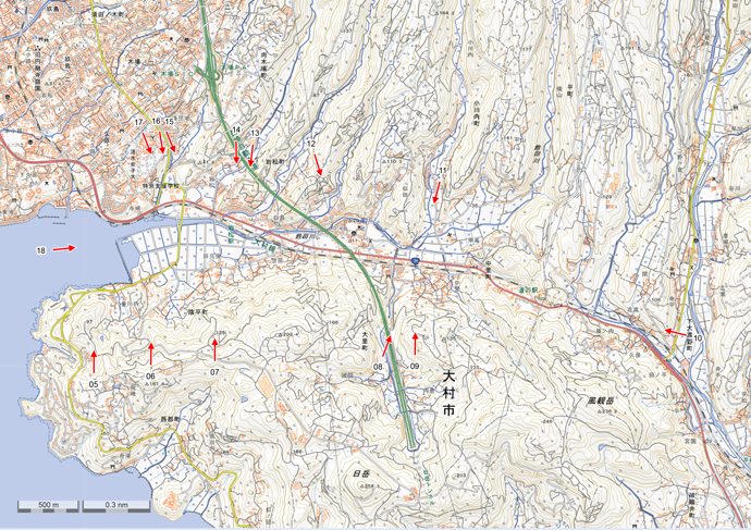 7月8日撮影　標定図　長崎県大村市岩松町周辺