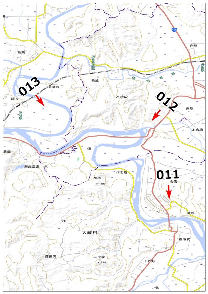 7月29日撮影　標定図　山形県最上川中流及び支流