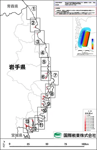 陸前高田市、気仙沼市、石巻市の被災前後の航空写真