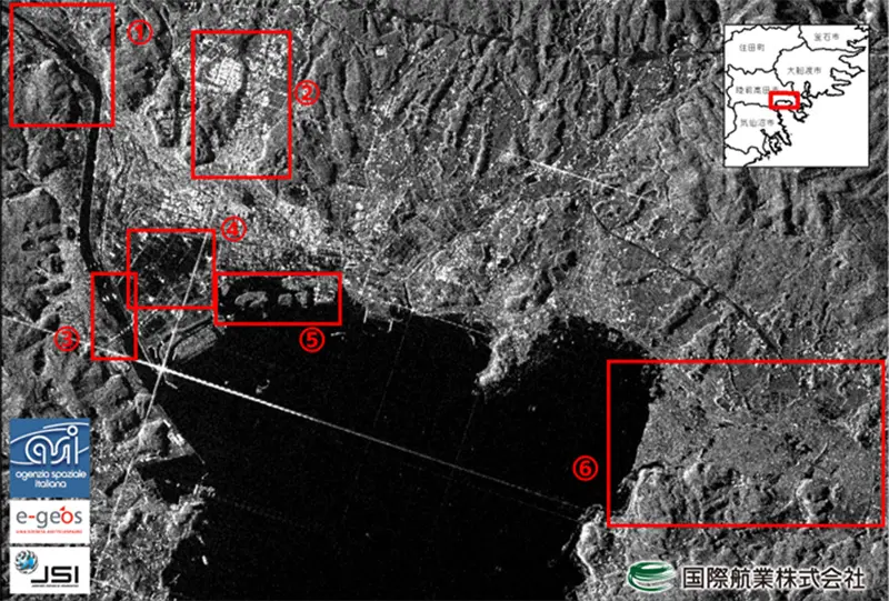 被災後合成開口レーダ画像(COSMO SkyMed)