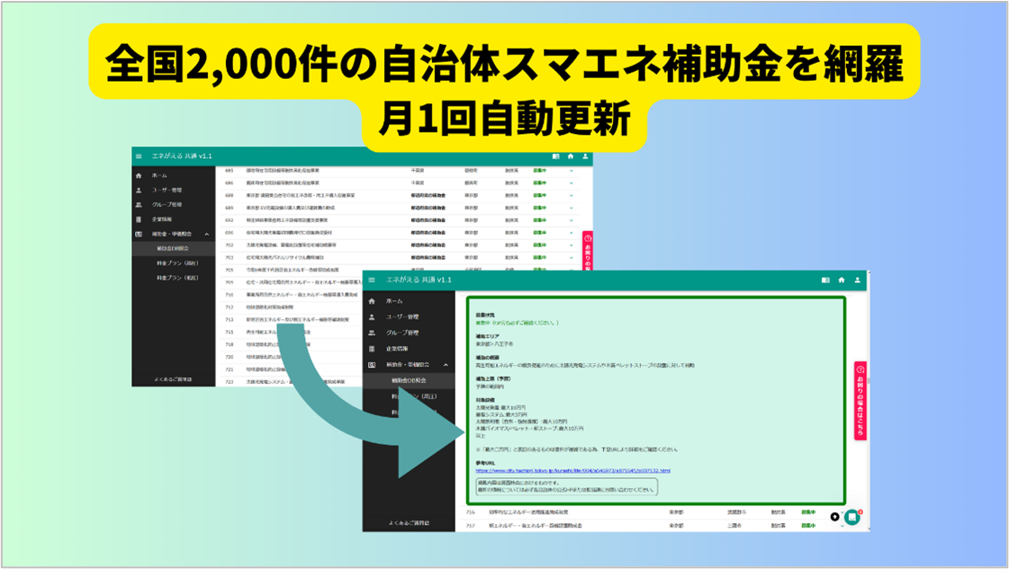 エネがえる_スマエネ補助金検索機能