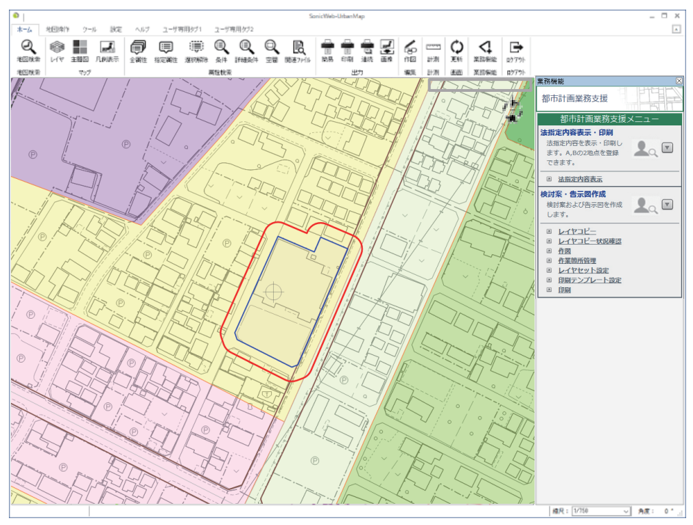 SonicWeb-UrbanMapの作図・編集機能イメージ