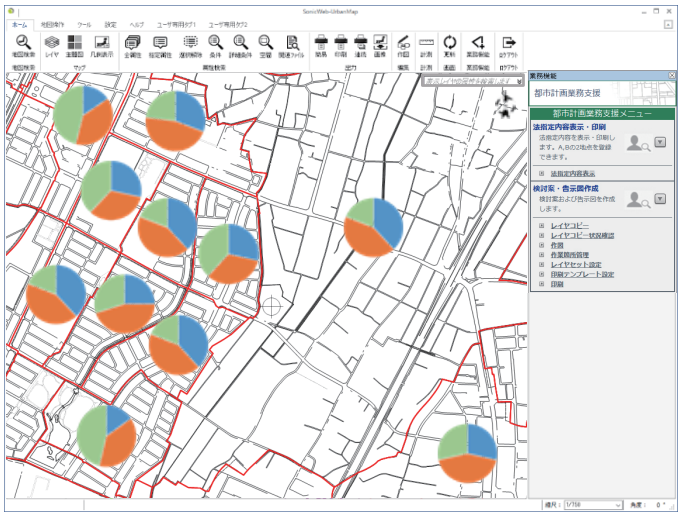 SonicWeb-UrbanMapの集計・解析機能イメージ