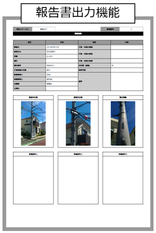 報告書出力機能や写真データの登録について