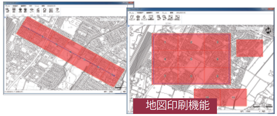 固定資産情報システムSonicWeb-FPにおける地図印刷機能イメージ