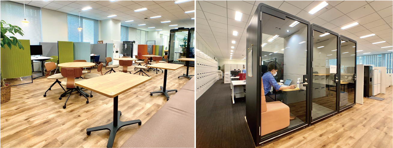 新宿本店：ABW ワークポイントとバイオフィリック(自然とのつながりを喚起する)デザイン