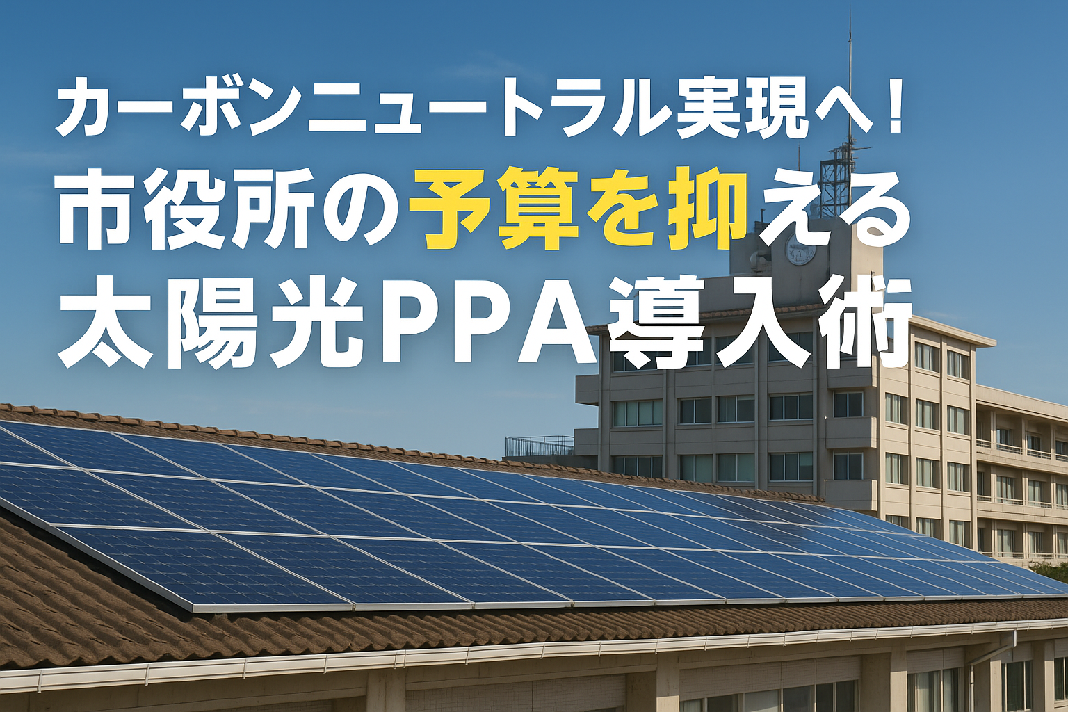 カーボンニュートラル実現へ！市役所の予算を抑える太陽光PPA導入術